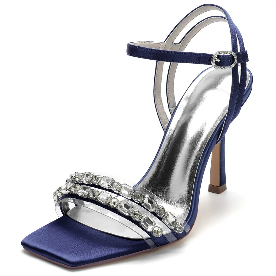 Women's Wedding Shoes Opened Toe High Heel Bridal Shoes with Rhinestones - Image 9