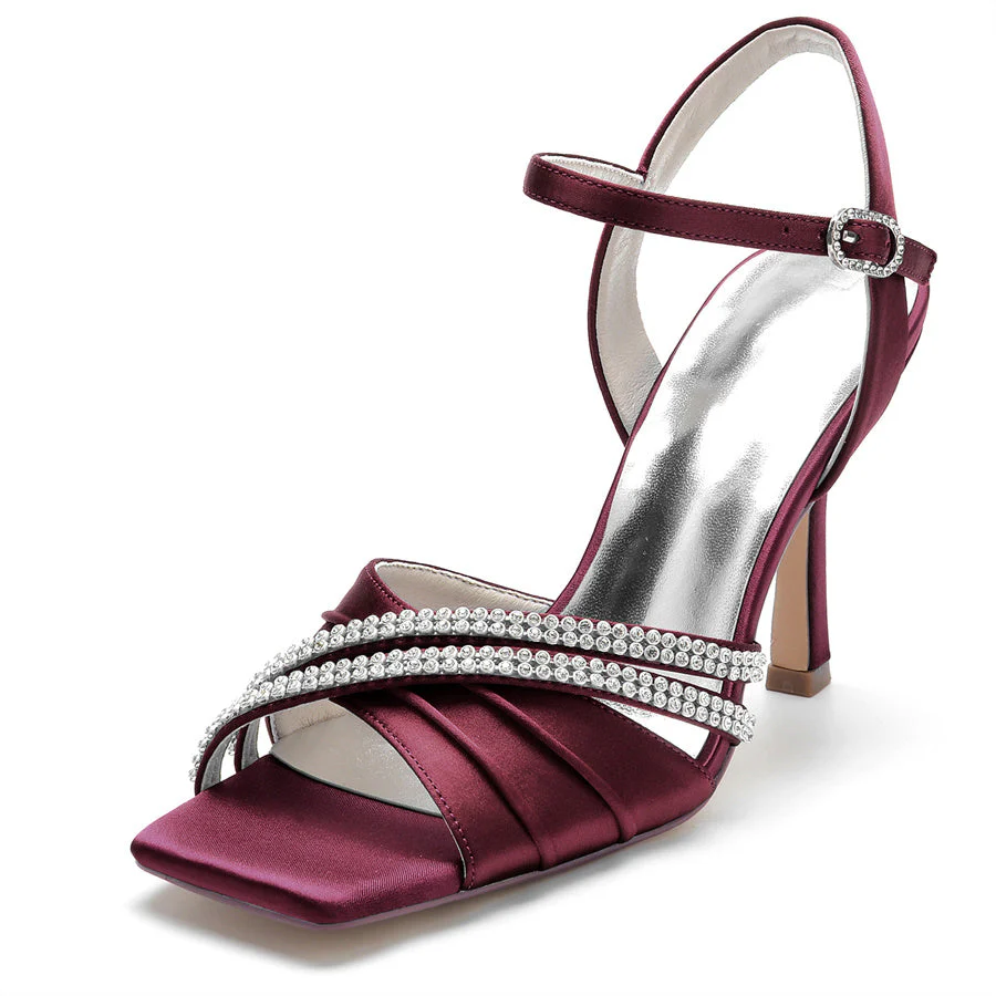 Women's Wedding Shoes Opened Toe High Heel Elegant Bridal Shoes with Crystals - Image 10