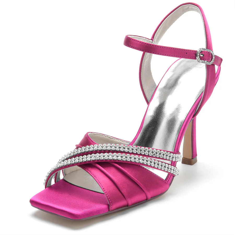 Women's Wedding Shoes Opened Toe High Heel Elegant Bridal Shoes with Crystals - Image 11