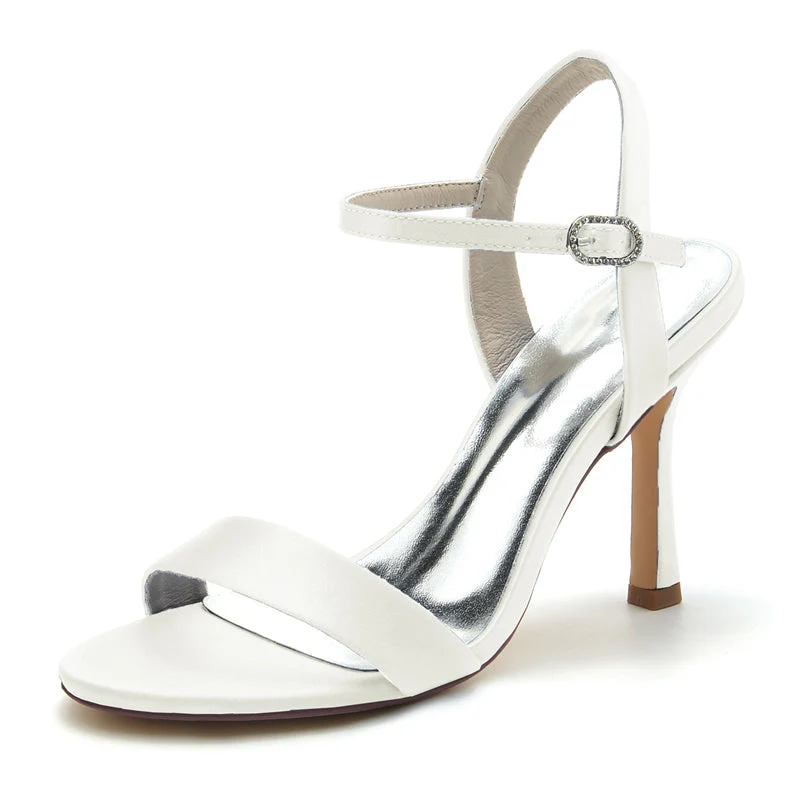 Women's Wedding Shoes Opened Toe High Heel Elegant Simple Buckle Bridal Shoes - Image 8