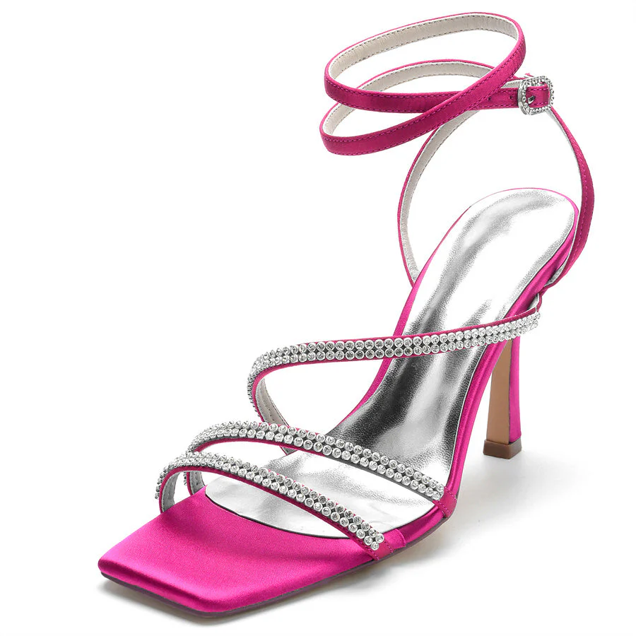 Women's Wedding Shoes Opened Toe High Heel Unique Design Bridal Shoes with Crystal - Image 11