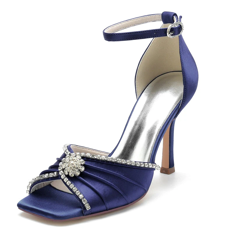 Women's Wedding Shoes Opened Toe Stiletto Heel Luxurious Bridal Shoes with Crystal & Ruffles - Image 6