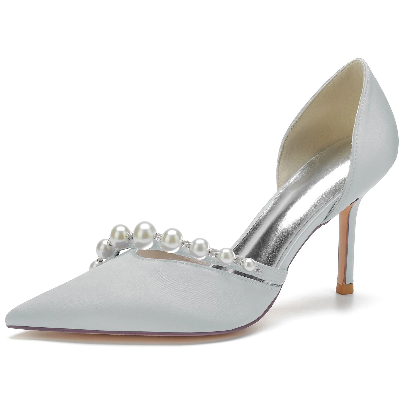 Women's Wedding Shoes Pearl Stiletto Pointed Toe Minimalism Bridal Shoes - Image 13