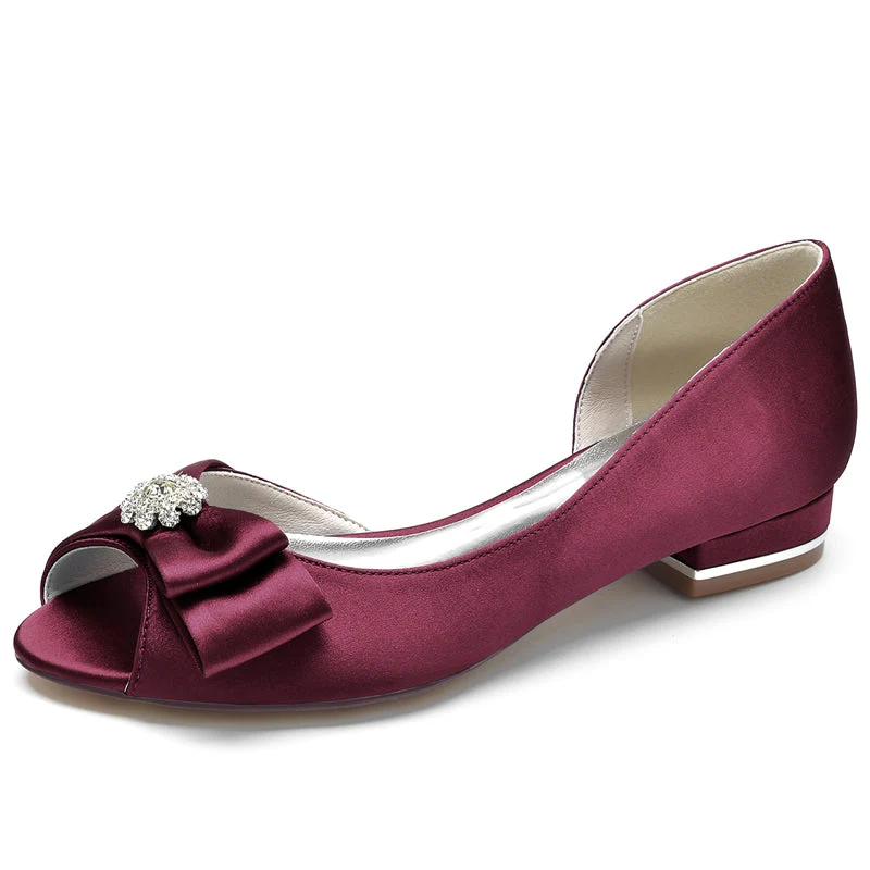 Women's Wedding Shoes Peep Toe High-End Bridal Shoes with Rhinestone & Bow - Image 10