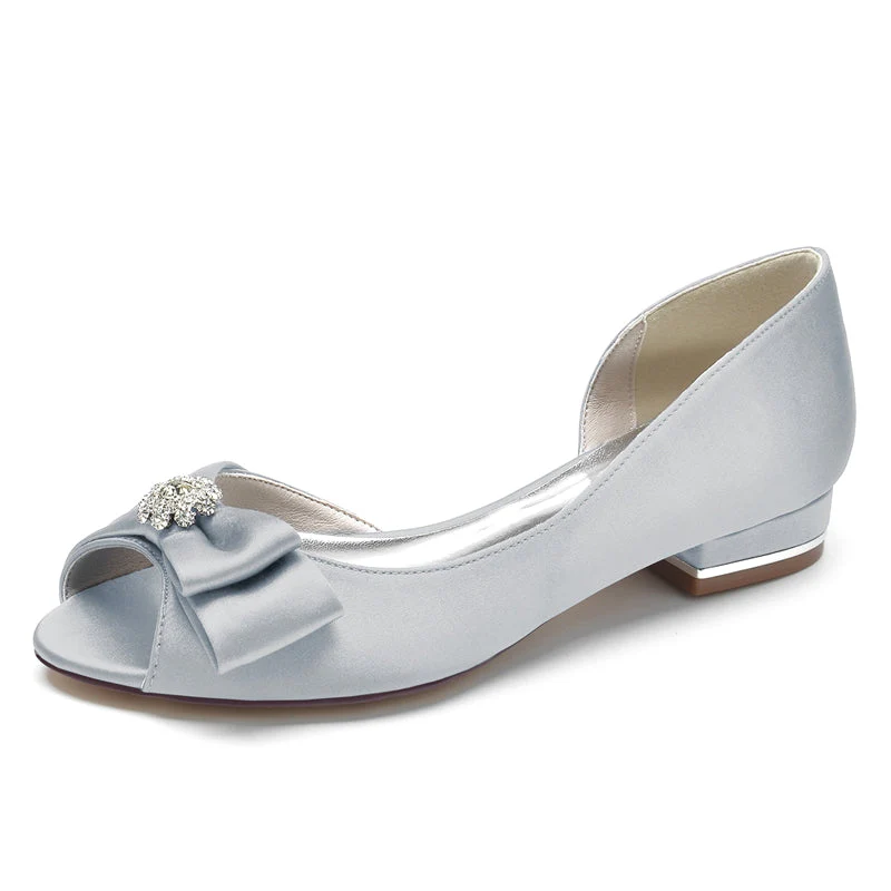 Women's Wedding Shoes Peep Toe High-End Bridal Shoes with Rhinestone & Bow - Image 11