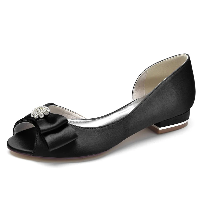 Women's Wedding Shoes Peep Toe High-End Bridal Shoes with Rhinestone & Bow - Image 13