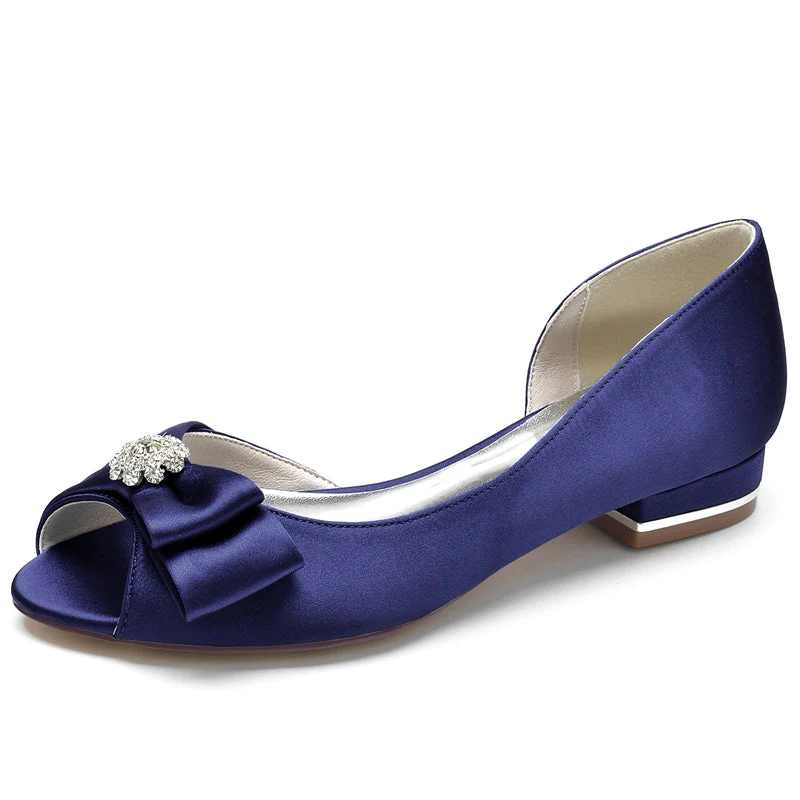 Women's Wedding Shoes Peep Toe High-End Bridal Shoes with Rhinestone & Bow - Image 7