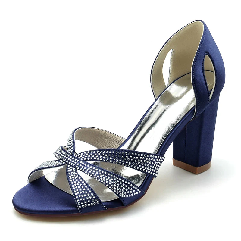 Women's Wedding Shoes Peep Toe High Heel Cross Crystal Straps Classical Bridal Shoes - Image 5