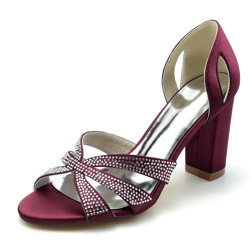 Women's Wedding Shoes Peep Toe High Heel Cross Crystal Straps Classical Bridal Shoes - Image 9