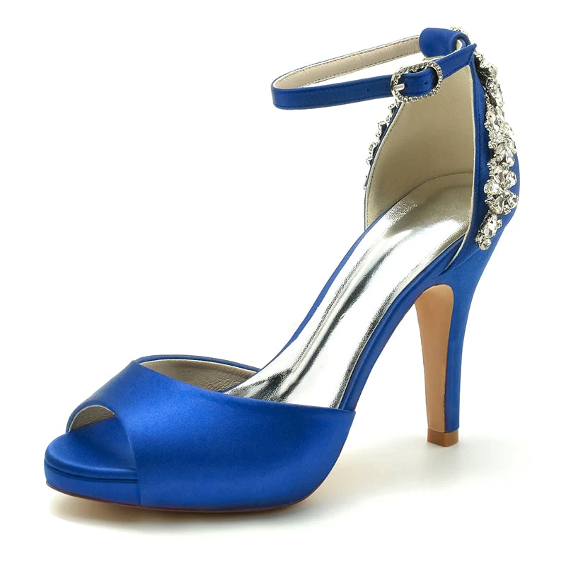 Women's Wedding Shoes Peep Toe Stiletto Heel Exquisite Buckle Bridal Shoes with Rhinestone - Image 7