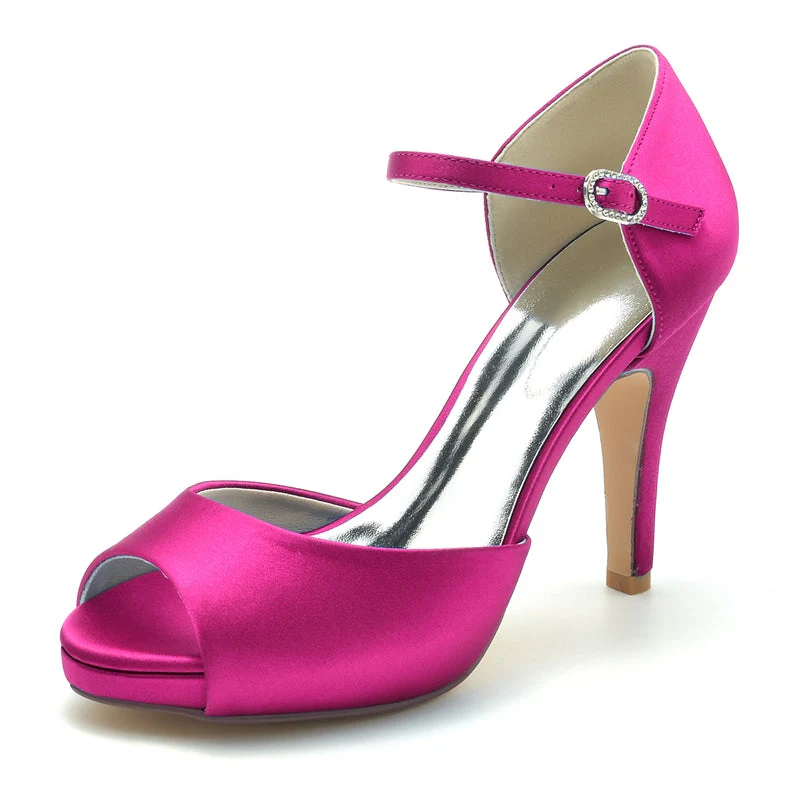 Women's Wedding Shoes Peep Toe Stiletto Heel High-End Minimalism Buckle Bridal Shoes - Image 6