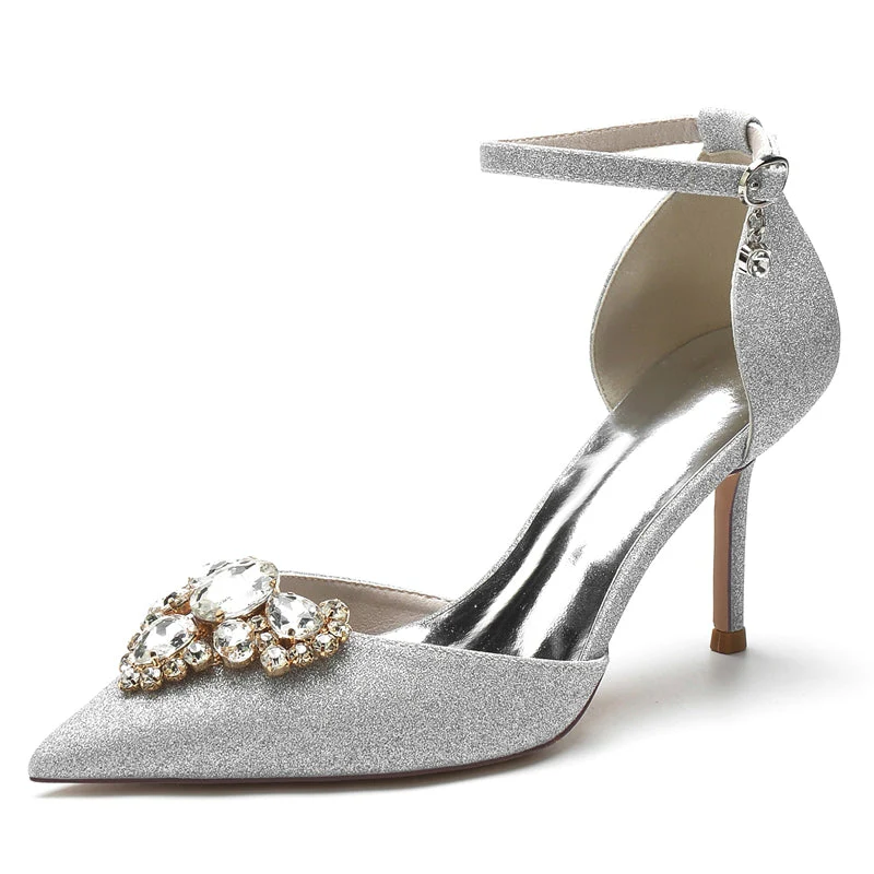 Women's Wedding Shoes Pointed Toe Delicate Rhinestone Luxurious Bridal Shoes