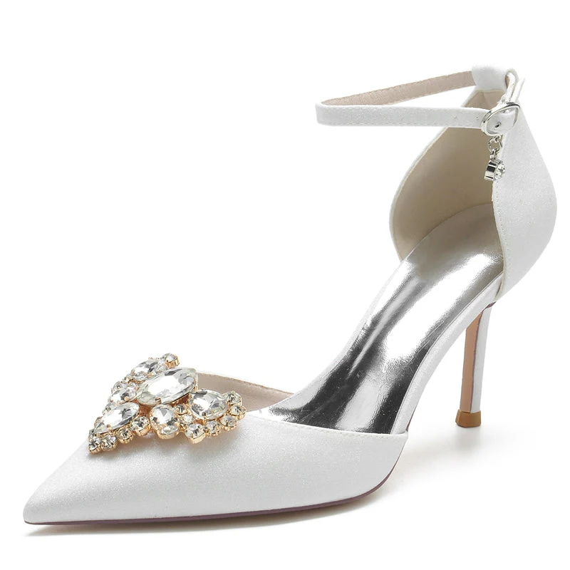 Women's Wedding Shoes Pointed Toe Delicate Rhinestone Luxurious Bridal Shoes - Image 3