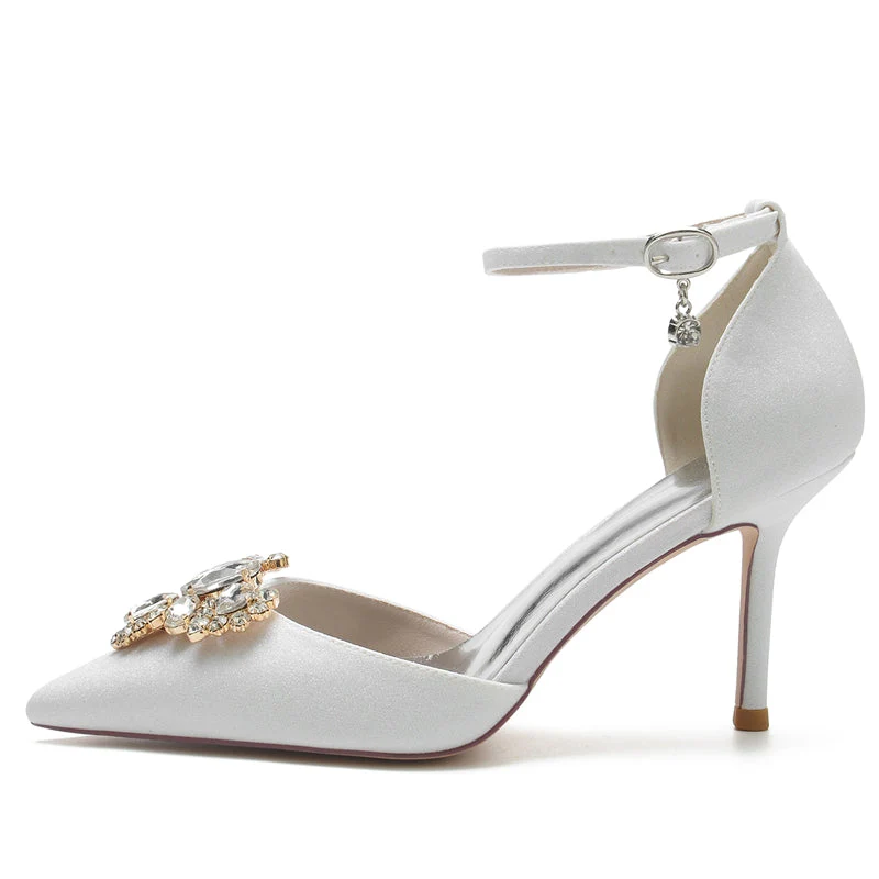 Women's Wedding Shoes Pointed Toe Delicate Rhinestone Luxurious Bridal Shoes - Image 4