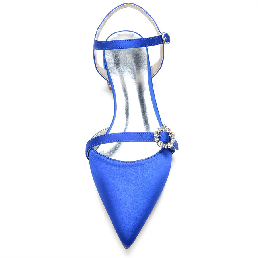 Women's Wedding Shoes Pointed Toe Elegant Low Heel Bridal Shoes with Crystals - Image 4