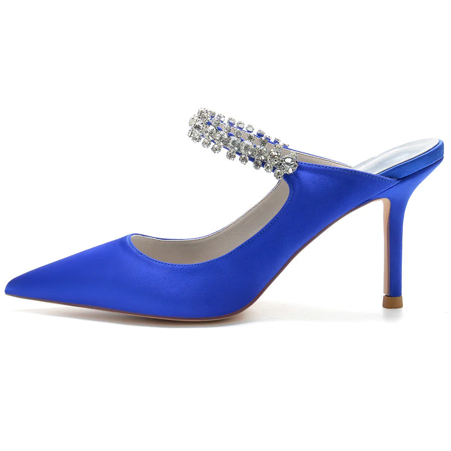 Women's Wedding Shoes Pointed Toe High Heel Bridal Shoes with Rhinestones - Image 5