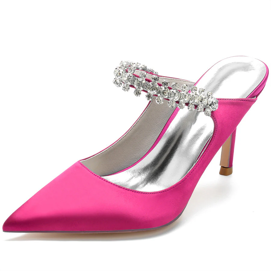 Women's Wedding Shoes Pointed Toe High Heel Bridal Shoes with Rhinestones - Image 9