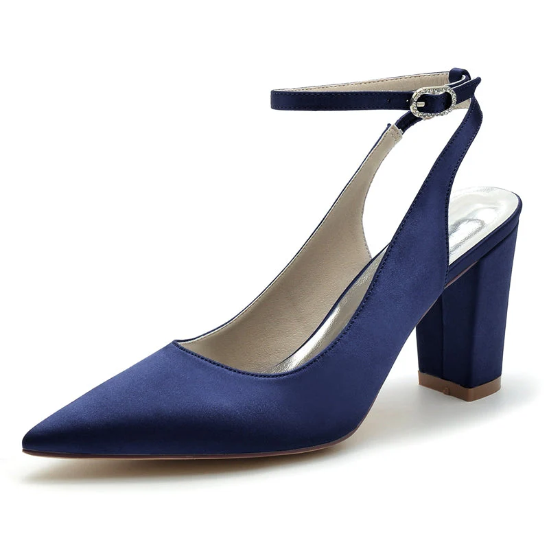 Women's Wedding Shoes Pointed Toe High Heel Chic Minimalism Buckle Bridal Shoes - Image 6
