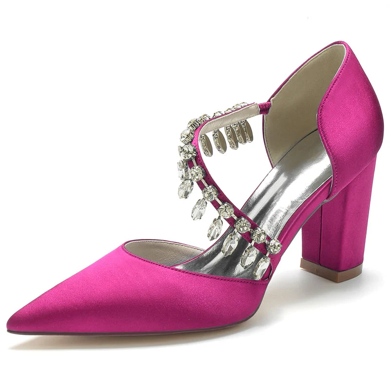 Women's Wedding Shoes Pointed Toe High Heel Fashion Bridal Shoes with Rhinestone Strap - Image 6