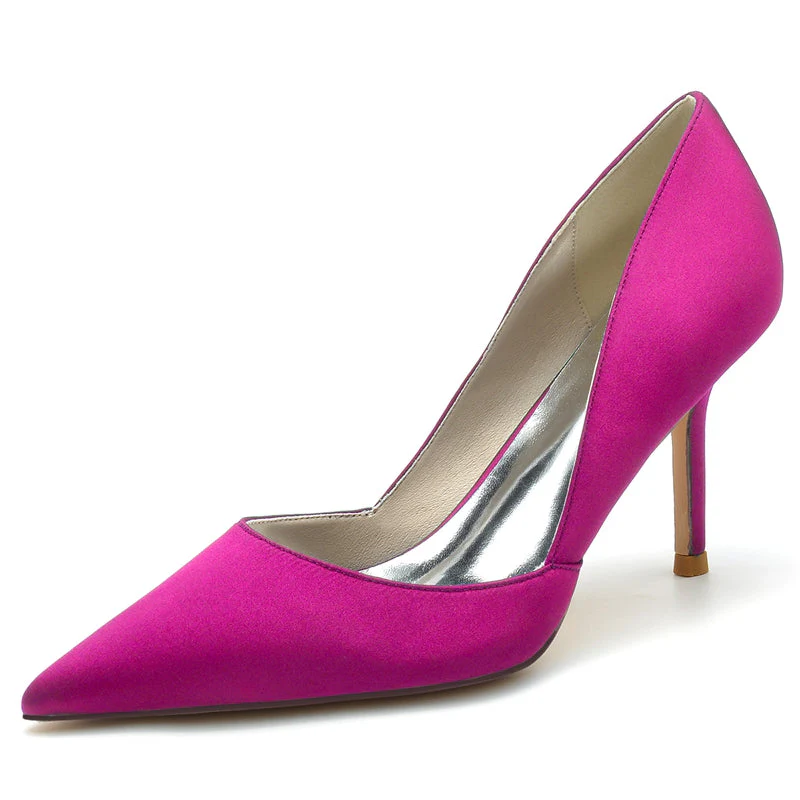 Women's Wedding Shoes Pointed Toe High Heel Silk Satin Minimalism Bridal Shoes - Image 6