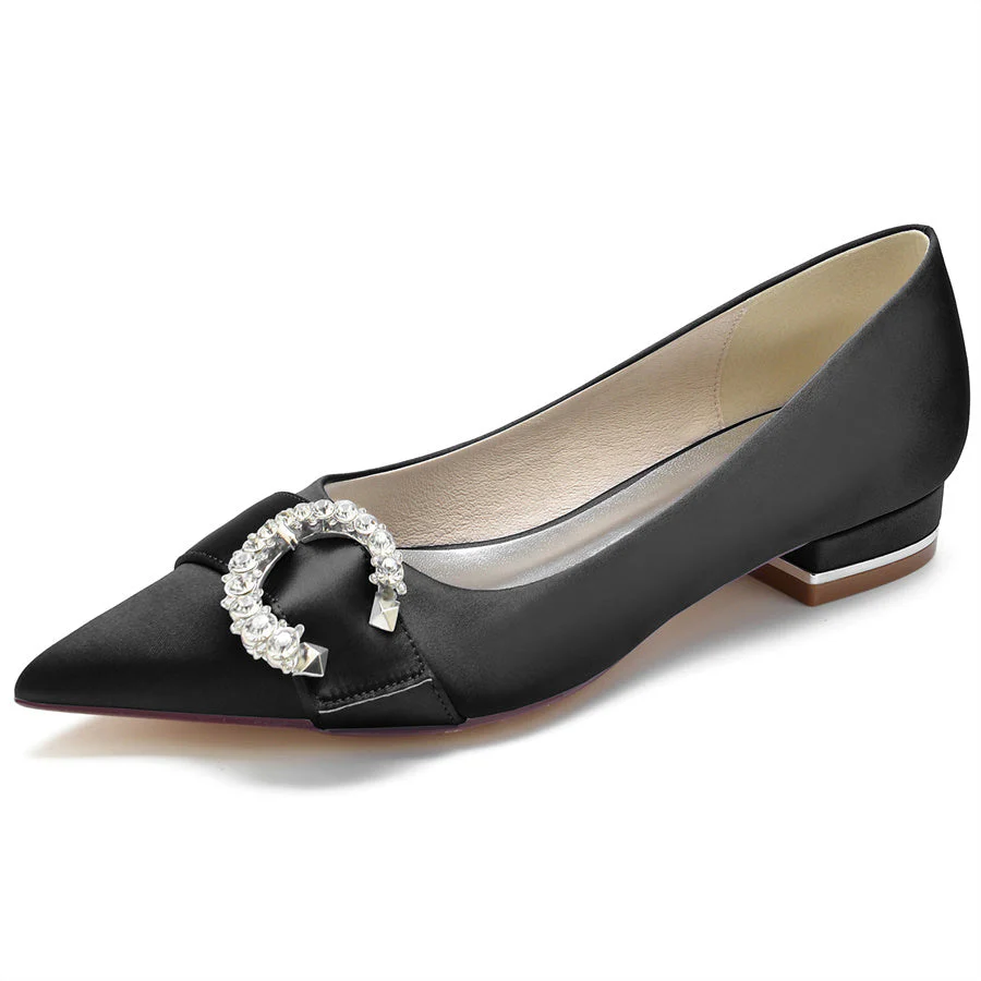 Women's Wedding Shoes Pointed Toe Low Heel Bridal Shoes with Circle Crystals - Image 6