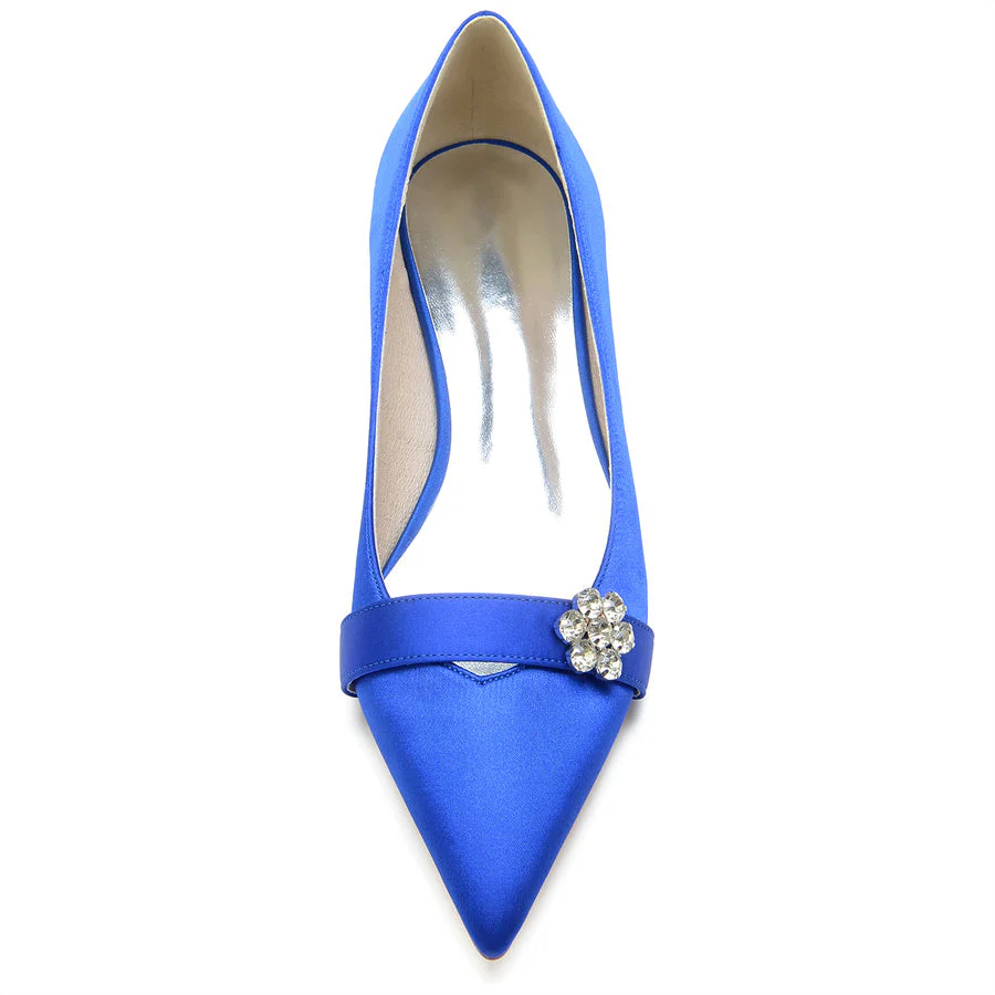 Women's Wedding Shoes Pointed Toe Low Heel Bridal Shoes with Crystals Flower - Image 4