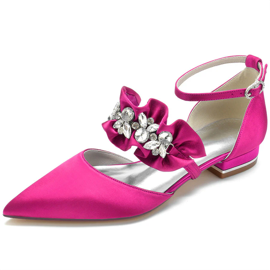 Women's Wedding Shoes Pointed Toe Low Heel Bridal Shoes with Rhinestones - Image 10