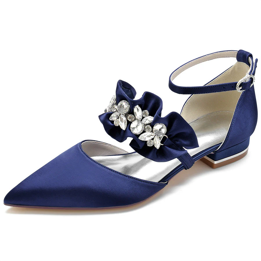 Women's Wedding Shoes Pointed Toe Low Heel Bridal Shoes with Rhinestones - Image 11