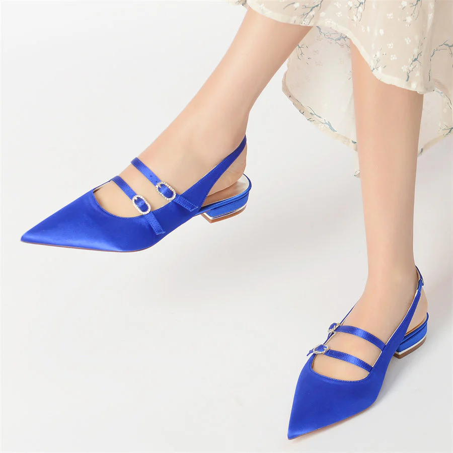 Women's Wedding Shoes Pointed Toe Low Heel Minimalist Bridal Shoes - Image 2