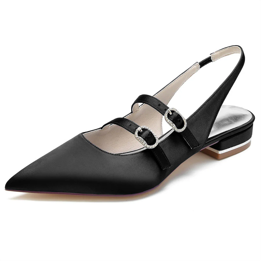 Women's Wedding Shoes Pointed Toe Low Heel Minimalist Bridal Shoes - Image 6