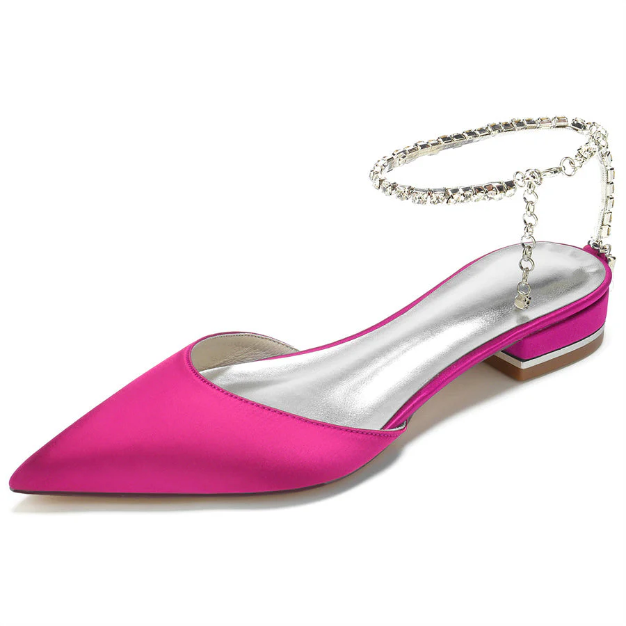 Women's Wedding Shoes Pointed Toe Low Heel Minimalist Bridal Shoes with Crystals - Image 9