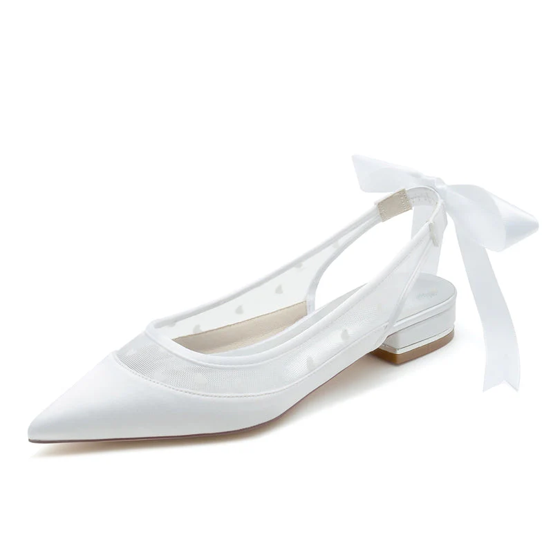 Women's Wedding Shoes Pointed Toe Low Heel Printed Heart Bridal Shoes with Bowknot