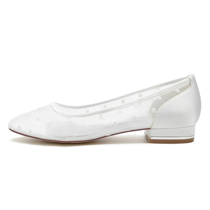 Women's Wedding Shoes Pointed Toe Low Heel Simple Bridal Shoes with Printed Heart - Image 3