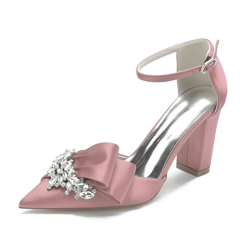 Women's Wedding Shoes Pointed Toe Luxurious Buckle Bridal Shoes with Rhinestone & Ruffles - Image 9