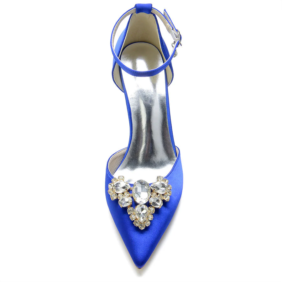 Women's Wedding Shoes Pointed Toe Stiletto Heel Bridal Shoes with Rhinestones - Image 13