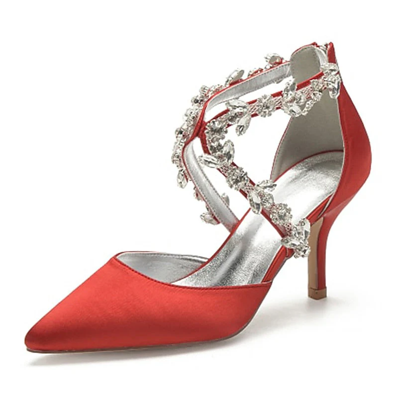 Women's Wedding Shoes Pumps Bling Bling Dress Shoes Crystal High Heel Pointed Toe Bridal Shoes - Image 10