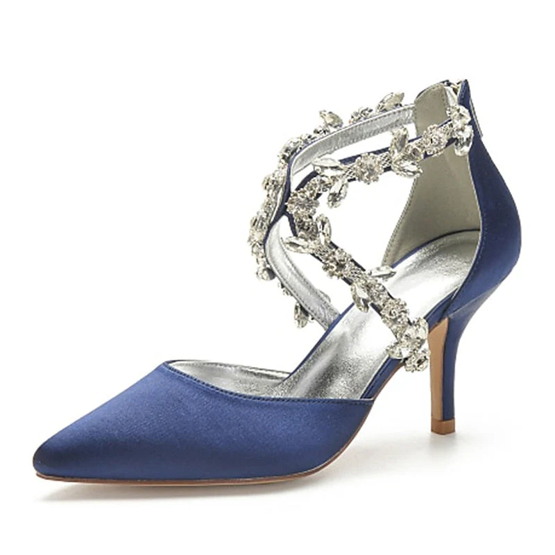 Women's Wedding Shoes Pumps Bling Bling Dress Shoes Crystal High Heel Pointed Toe Bridal Shoes - Image 11