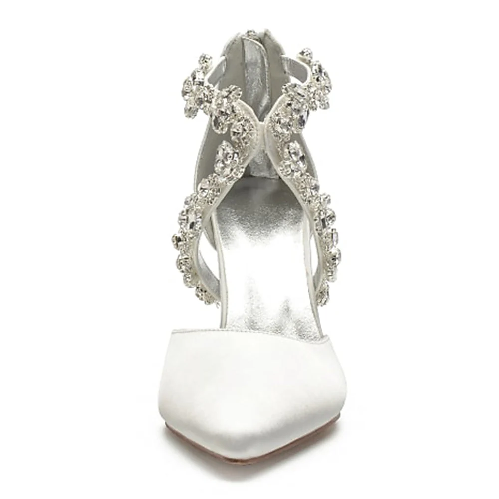 Women's Wedding Shoes Pumps Bling Bling Dress Shoes Crystal High Heel Pointed Toe Bridal Shoes - Image 16