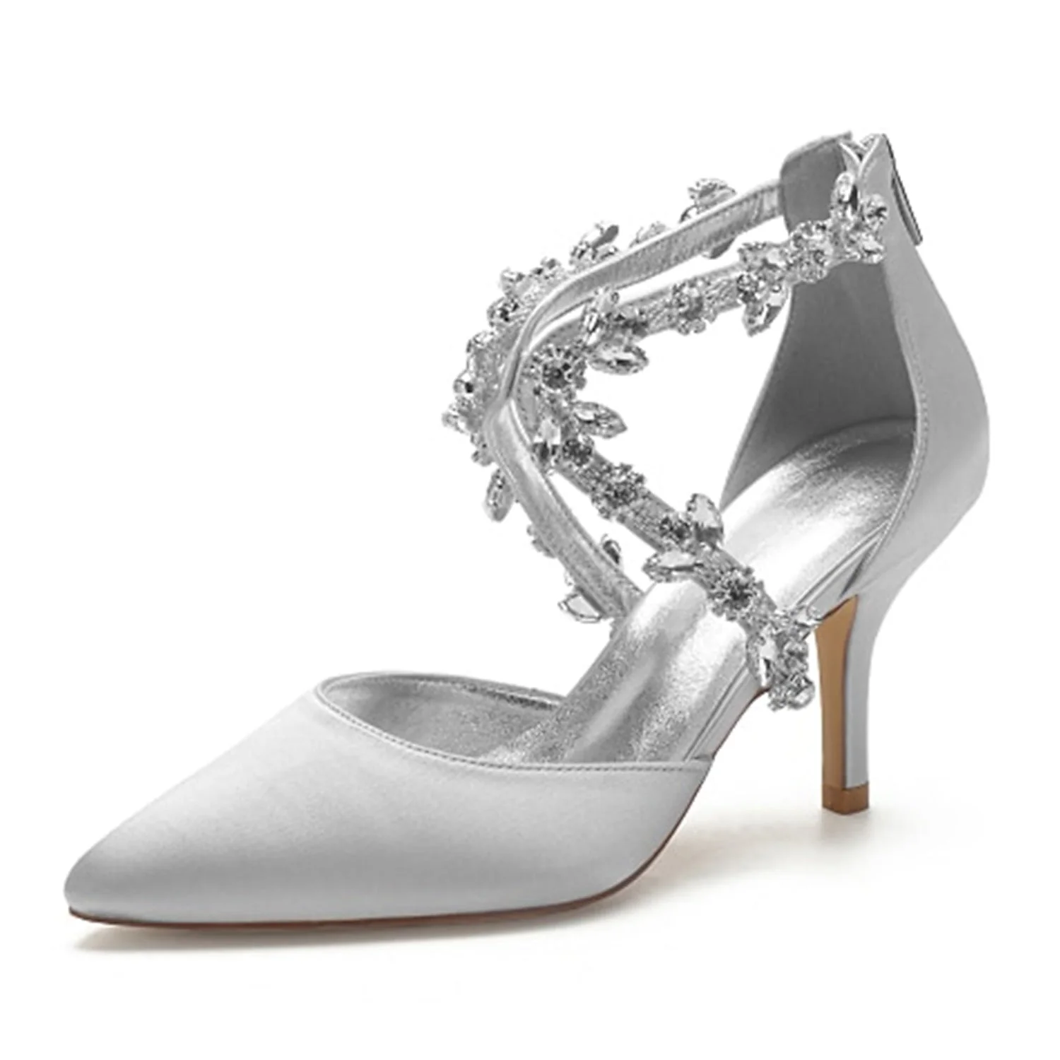 Women's Wedding Shoes Pumps Bling Bling Dress Shoes Crystal High Heel Pointed Toe Bridal Shoes - Image 17