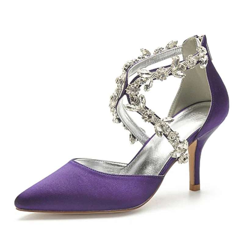 Women's Wedding Shoes Pumps Bling Bling Dress Shoes Crystal High Heel Pointed Toe Bridal Shoes - Image 18