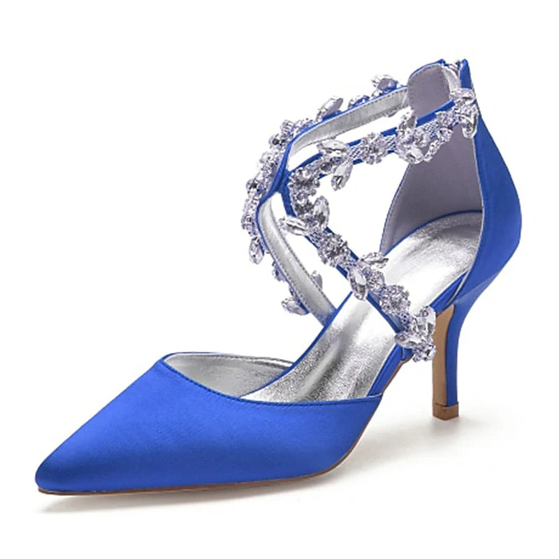 Women's Wedding Shoes Pumps Bling Bling Dress Shoes Crystal High Heel Pointed Toe Bridal Shoes - Image 3