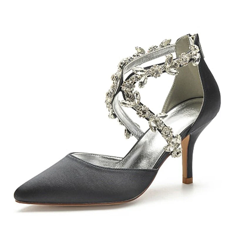 Women's Wedding Shoes Pumps Bling Bling Dress Shoes Crystal High Heel Pointed Toe Bridal Shoes - Image 6