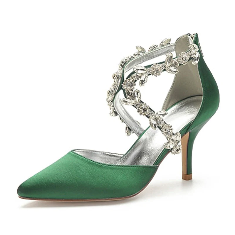 Women's Wedding Shoes Pumps Bling Bling Dress Shoes Crystal High Heel Pointed Toe Bridal Shoes - Image 7