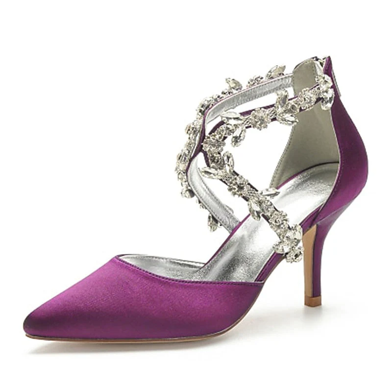 Women's Wedding Shoes Pumps Bling Bling Dress Shoes Crystal High Heel Pointed Toe Bridal Shoes - Image 8