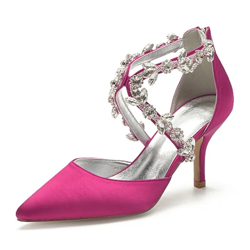 Women's Wedding Shoes Pumps Bling Bling Dress Shoes Crystal High Heel Pointed Toe Bridal Shoes - Image 9