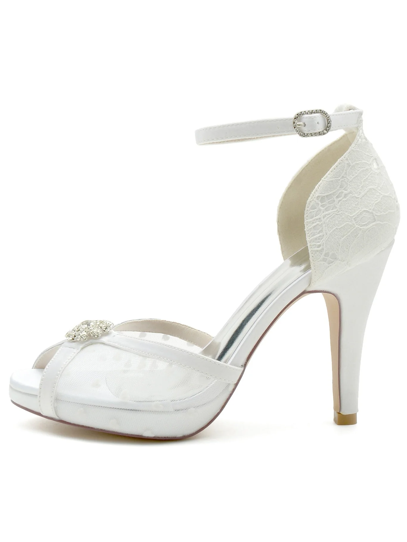 Women's Wedding Shoes Rhinestone High Heel Open Toe Bridesmaid Shoes - Image 6