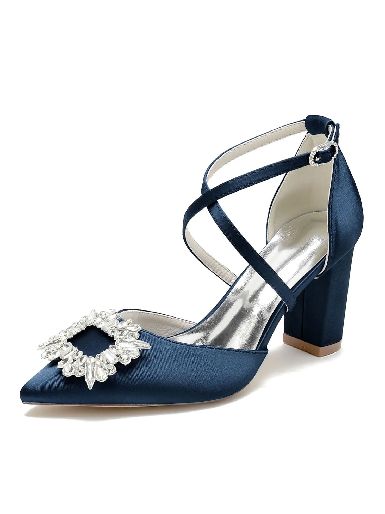 Women's Wedding Shoes Rhinestone High Heel Pointed Toe Bridal Shoes - Image 11