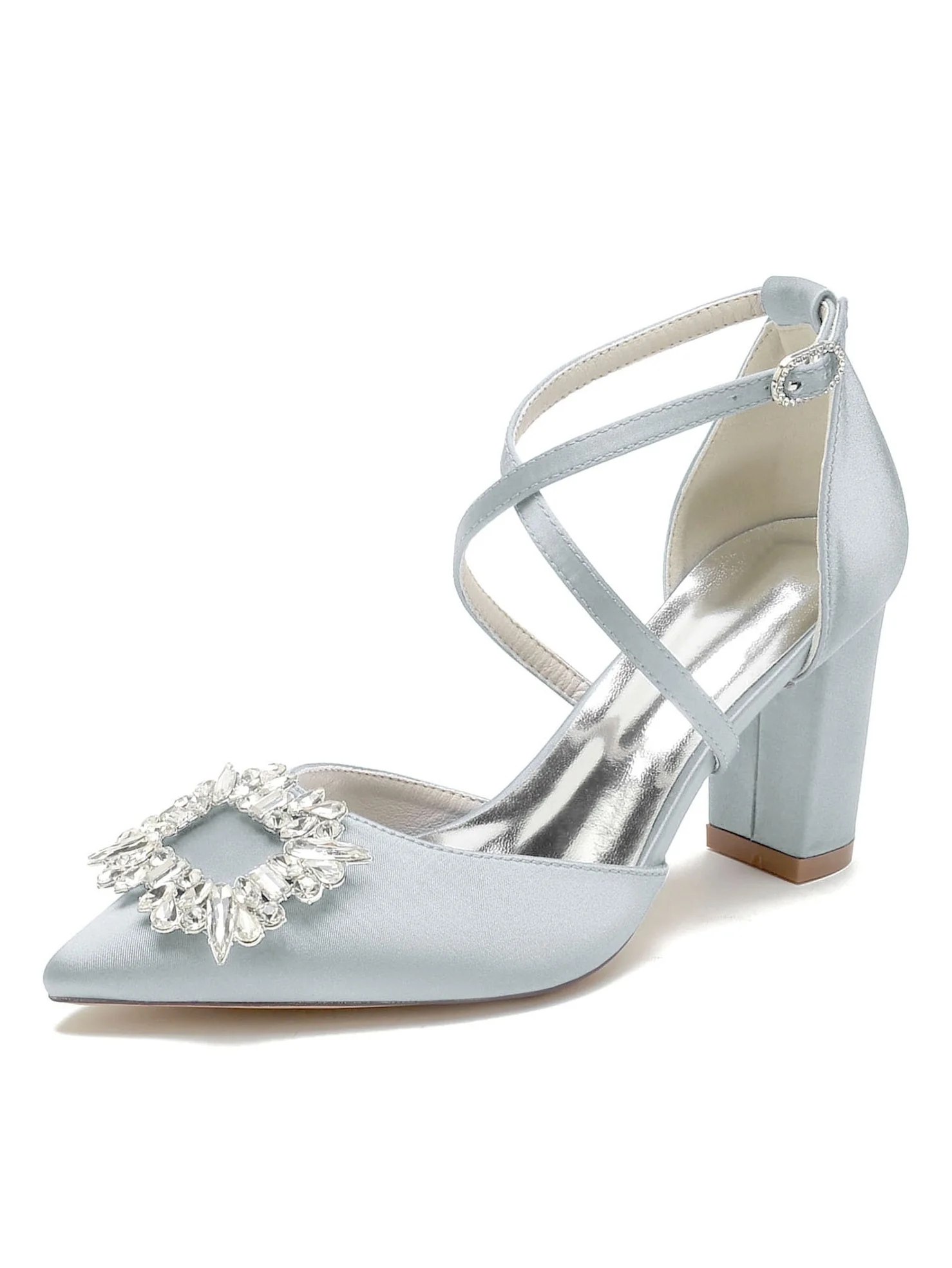 Women's Wedding Shoes Rhinestone High Heel Pointed Toe Bridal Shoes - Image 7