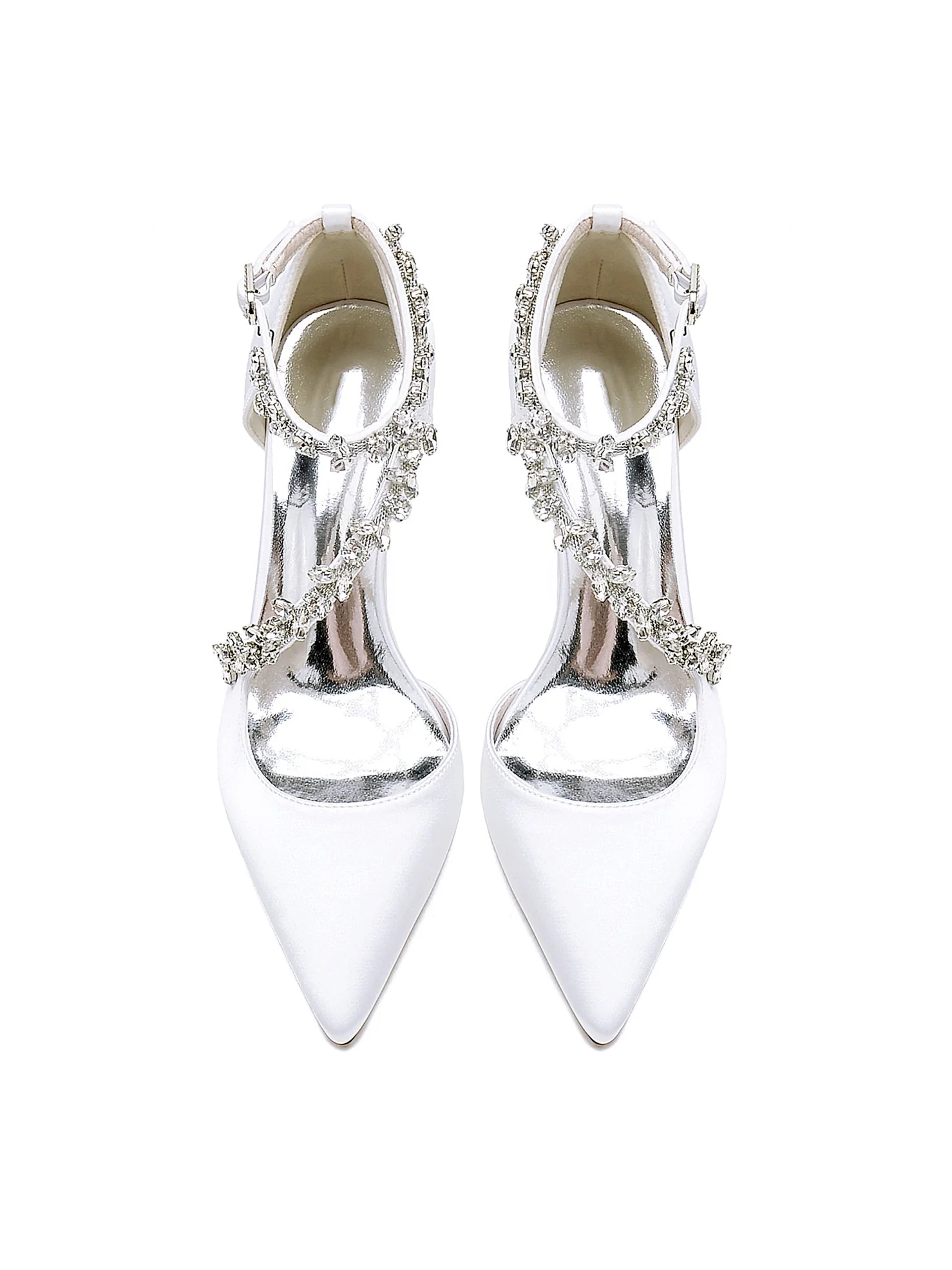 Women's Wedding Shoes Rhinestone High Heel Pointed Toe Bridesmaid Shoes - Image 2