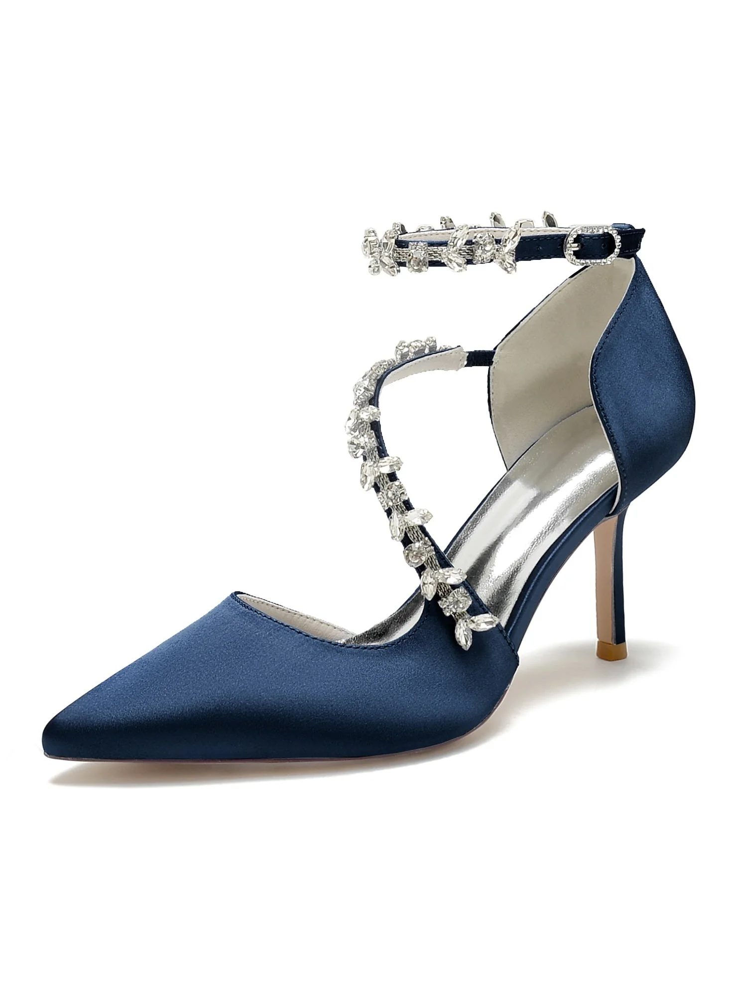 Women's Wedding Shoes Rhinestone High Heel Pointed Toe Bridesmaid Shoes - Image 9